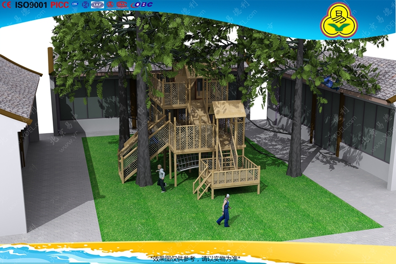 兒童戶外木屋滑梯設備